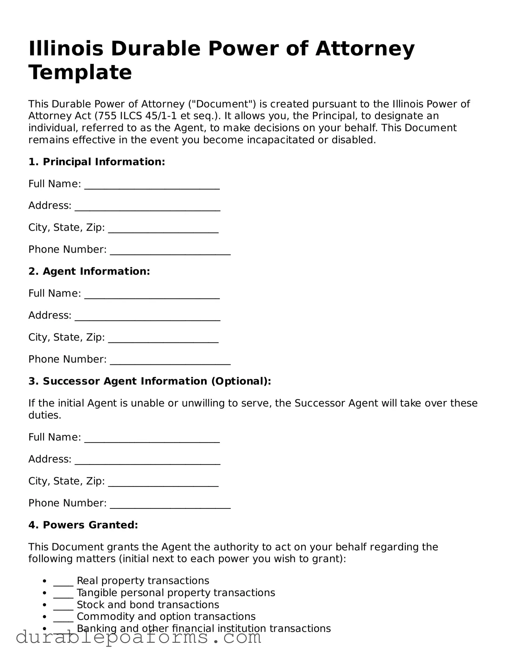 Attorney-Verified  Durable Power of Attorney Document for Illinois