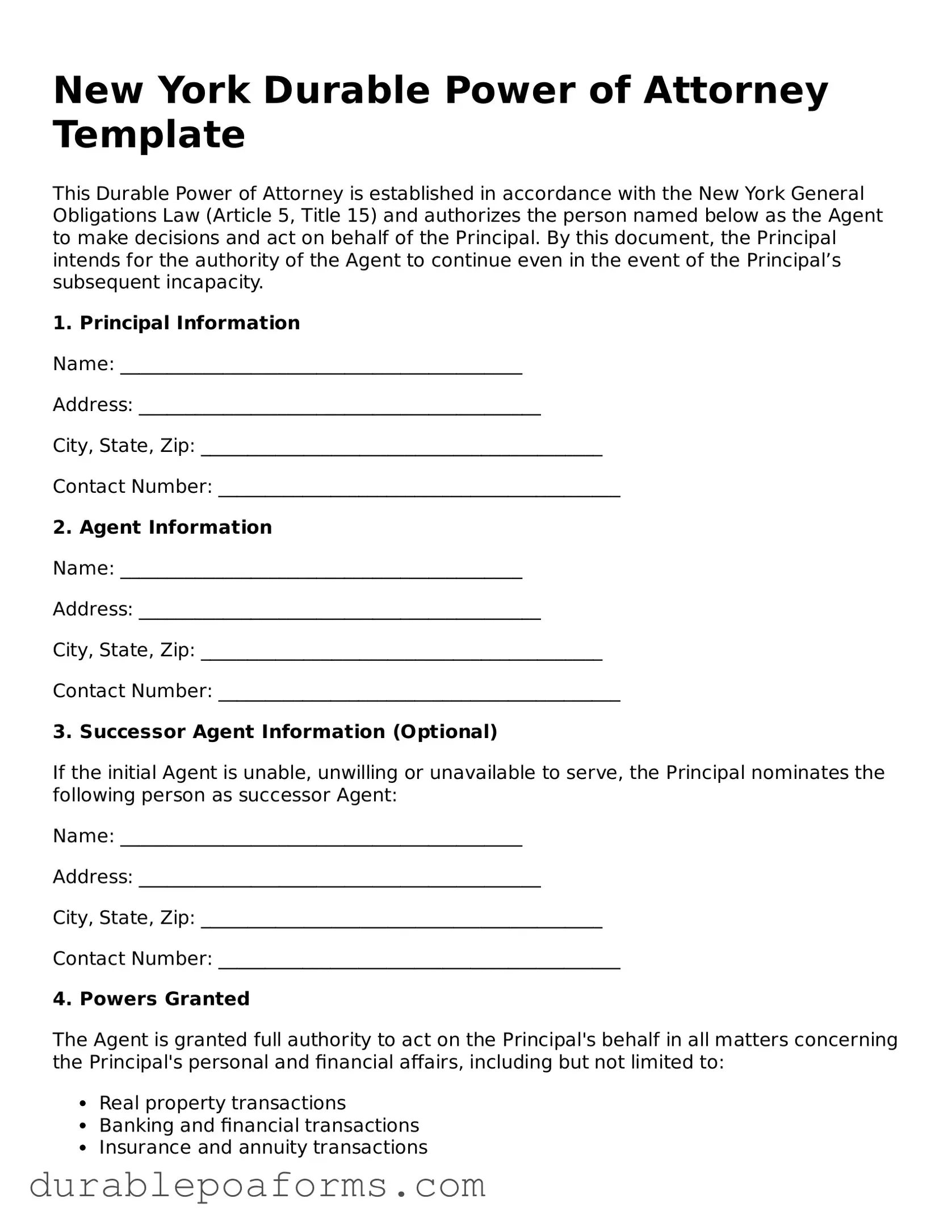 Attorney-Verified  Durable Power of Attorney Document for New York