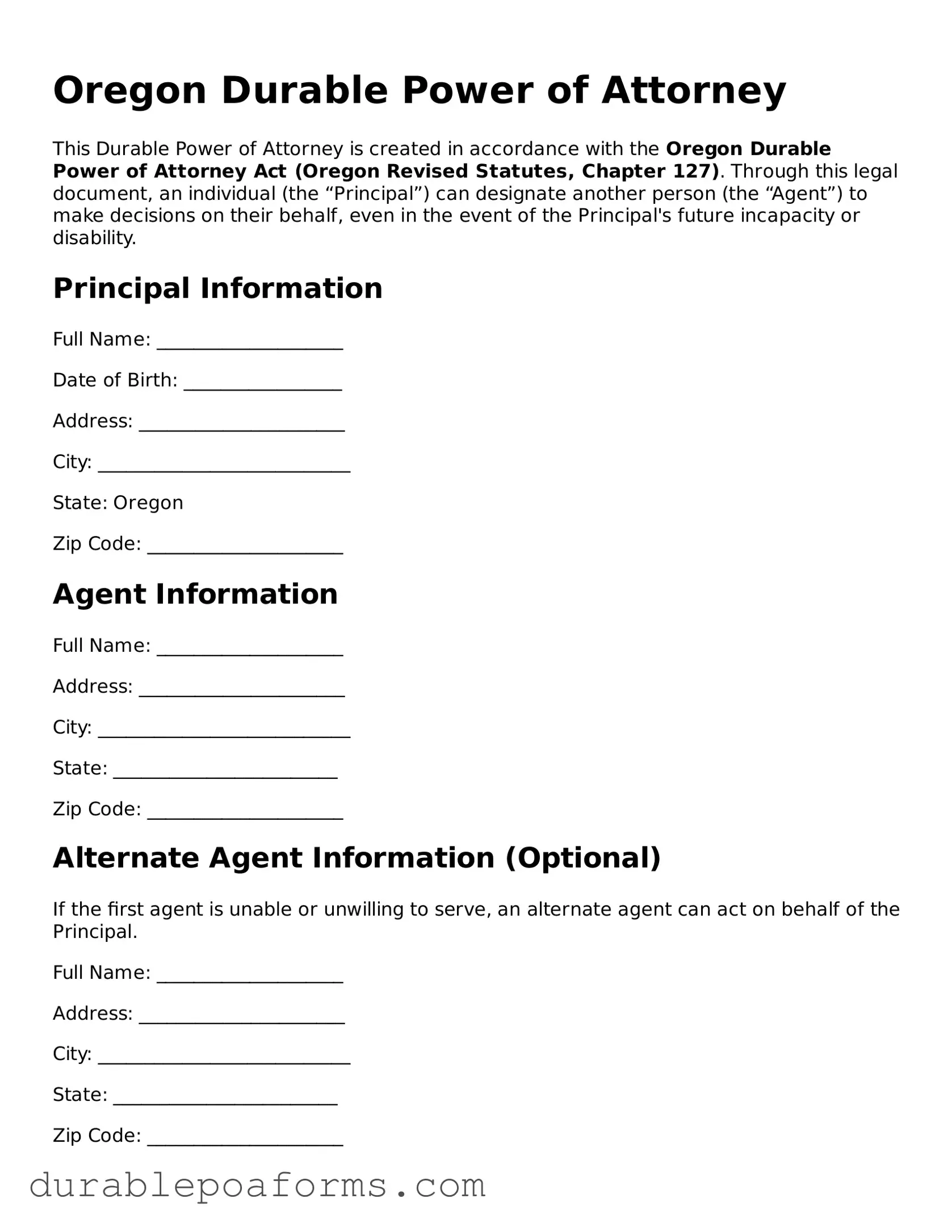 Attorney-Verified  Durable Power of Attorney Document for Oregon