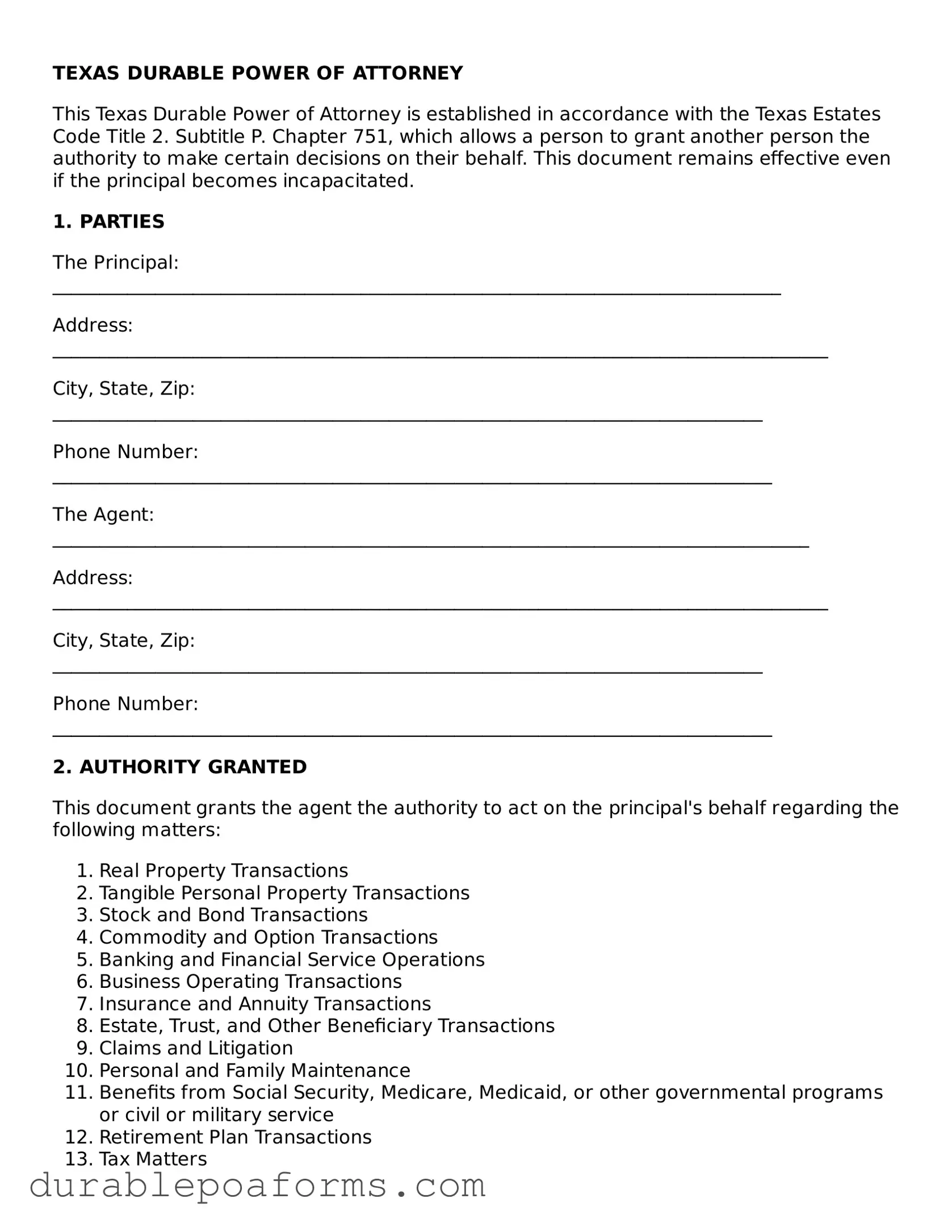 Attorney-Verified  Durable Power of Attorney Document for Texas