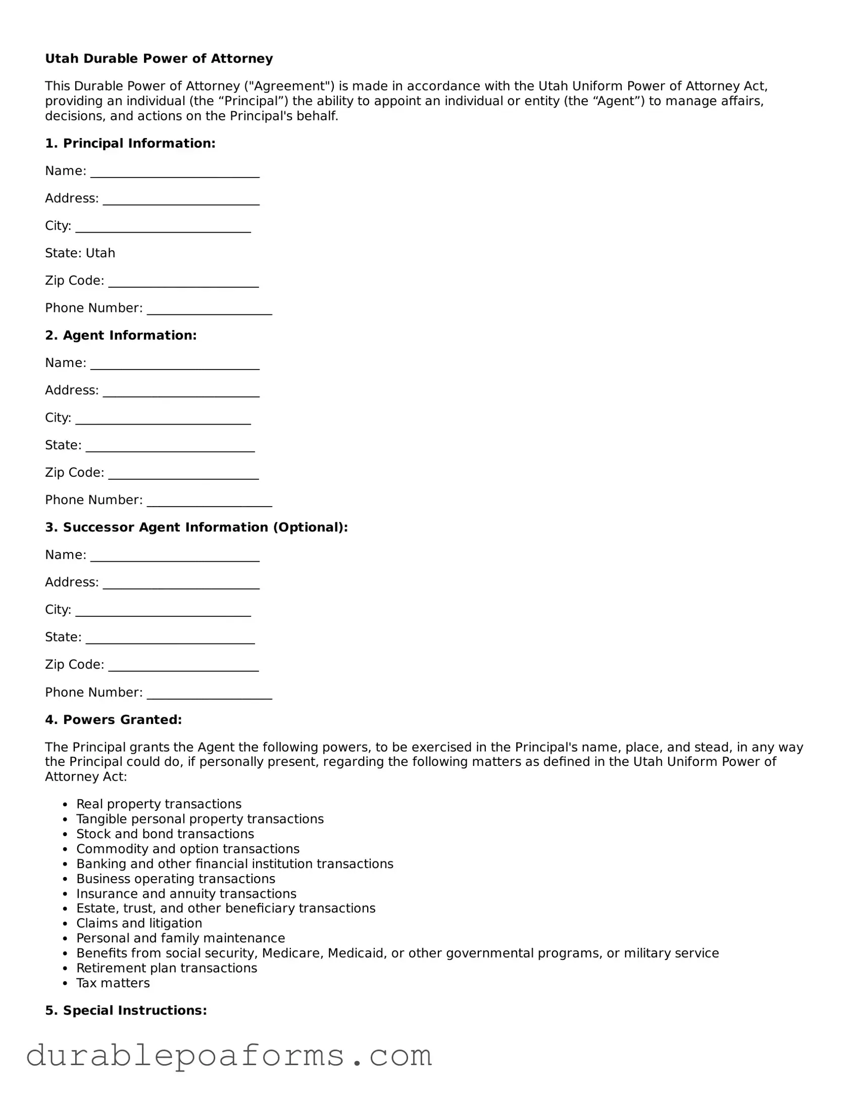 Attorney-Verified  Durable Power of Attorney Document for Utah